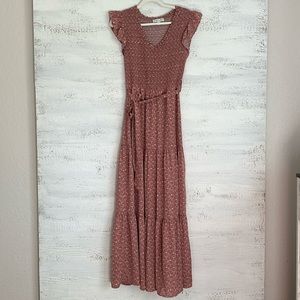 Brand New!  She & Sky smocked midi dress.  Mauve color. Size M